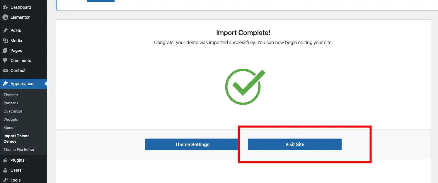 Screenshot of curawell theme installation